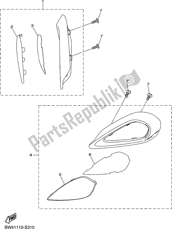 All parts for the Headlight of the Yamaha YFZ 50 YYX 2021