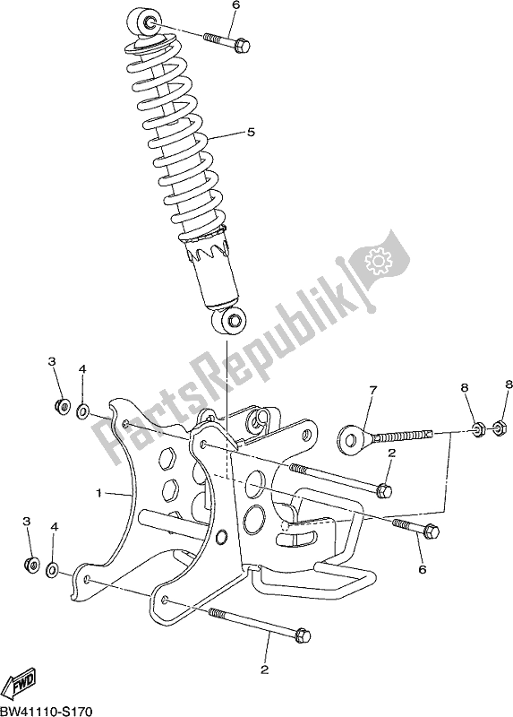 All parts for the Rear Arm of the Yamaha YFZ 50 YYX 2021