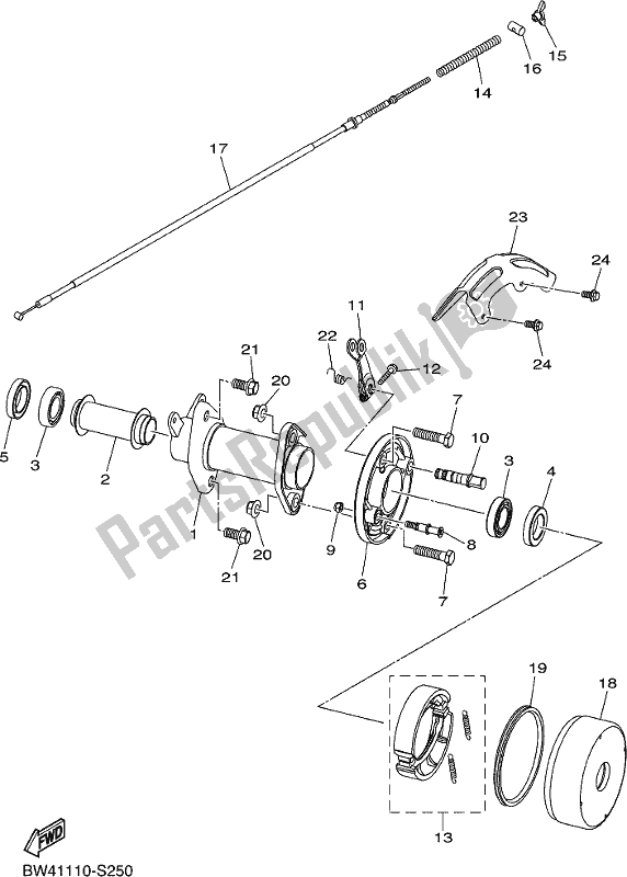 All parts for the Rear Brake of the Yamaha YFZ 50 YYX 2021