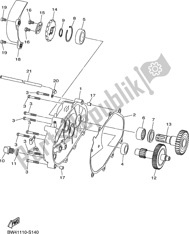 All parts for the Transmission of the Yamaha YFZ 50 YYX 2021