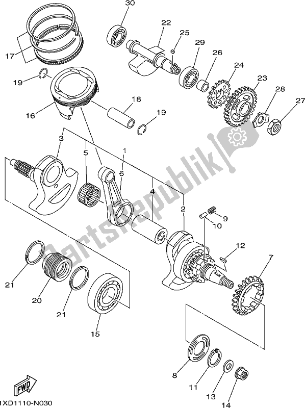 All parts for the Crankshaft & Piston of the Yamaha YXC 700C 2017