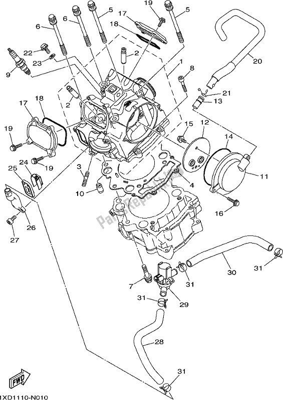 All parts for the Cylinder Head of the Yamaha YXC 700C 2017