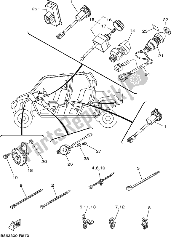 All parts for the Electrical 2 of the Yamaha YXC 700C 2017