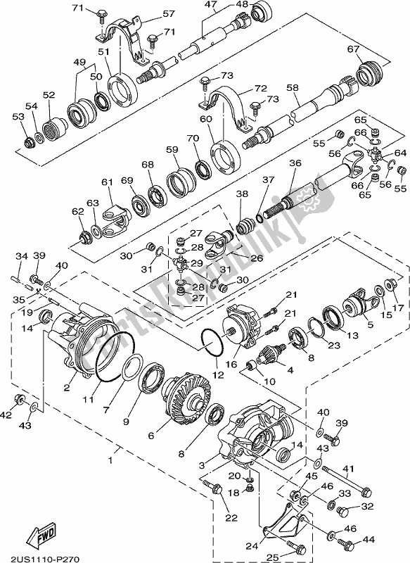 All parts for the Front Differential of the Yamaha YXC 700C 2017