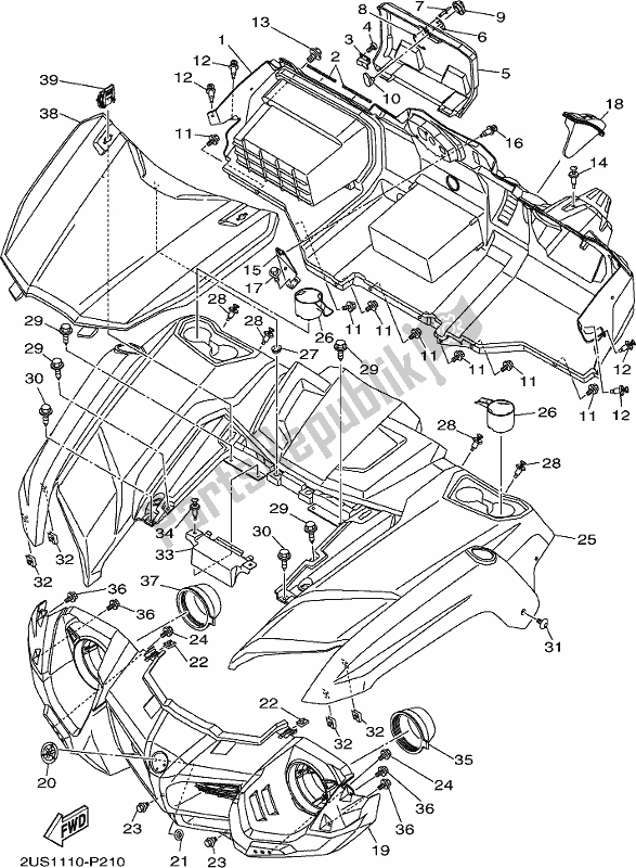 All parts for the Front Fender of the Yamaha YXC 700C 2017