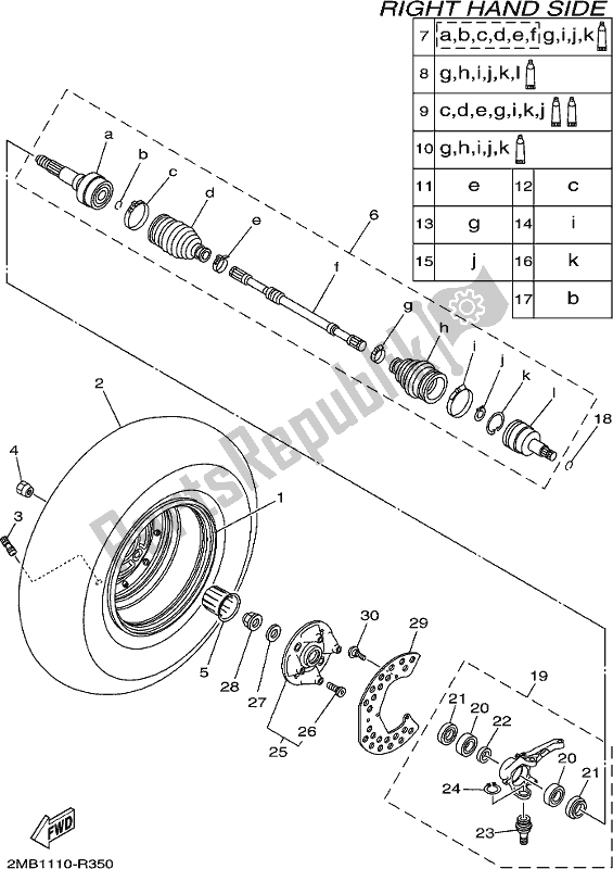 All parts for the Front Wheel 2 of the Yamaha YXC 700C 2017