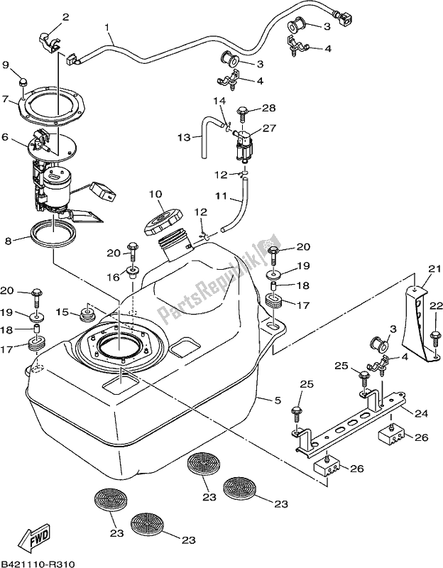 All parts for the Fuel Tank of the Yamaha YXC 700C 2017