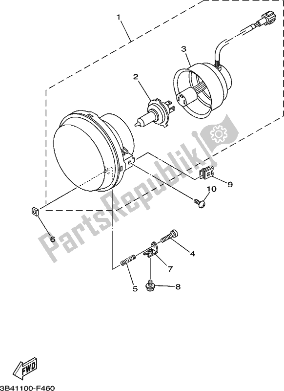 All parts for the Headlight of the Yamaha YXC 700C 2017