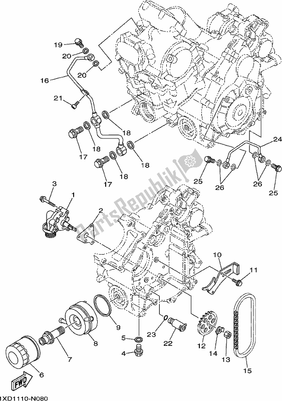 All parts for the Oil Pump of the Yamaha YXC 700C 2017