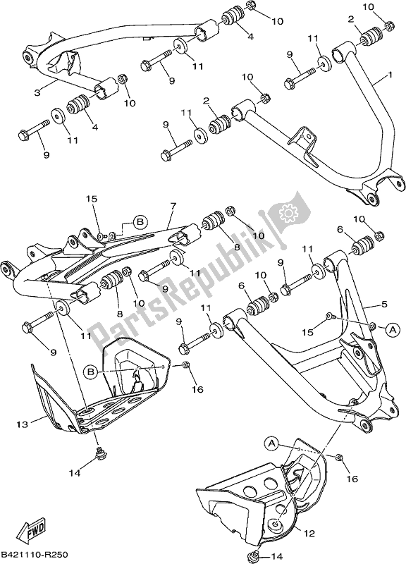 All parts for the Rear Arm of the Yamaha YXC 700C 2017