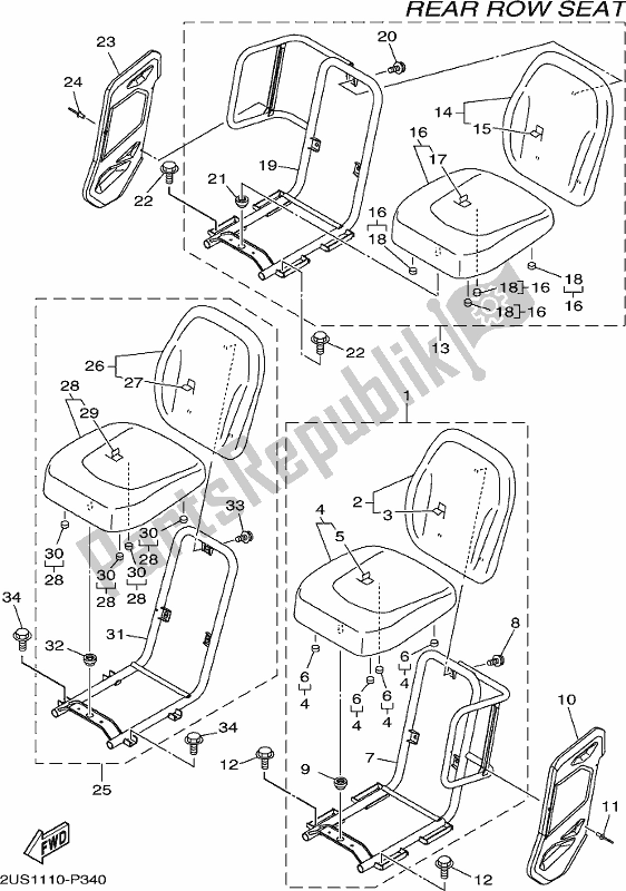 All parts for the Seat 3 of the Yamaha YXC 700C 2017