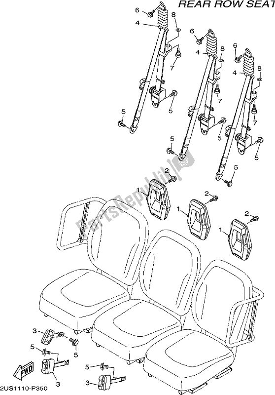 All parts for the Seat 4 of the Yamaha YXC 700C 2017