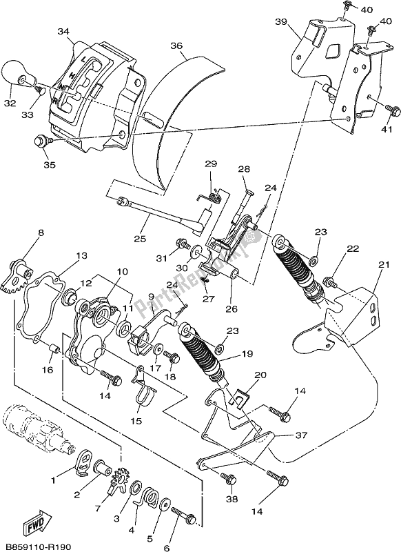 All parts for the Shift Shaft of the Yamaha YXC 700C 2017