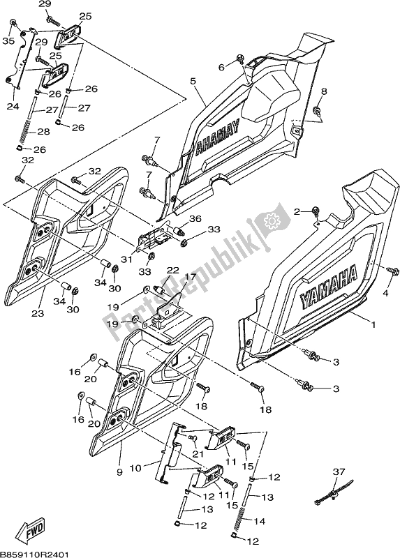 All parts for the Side Cover 2 of the Yamaha YXC 700C 2017