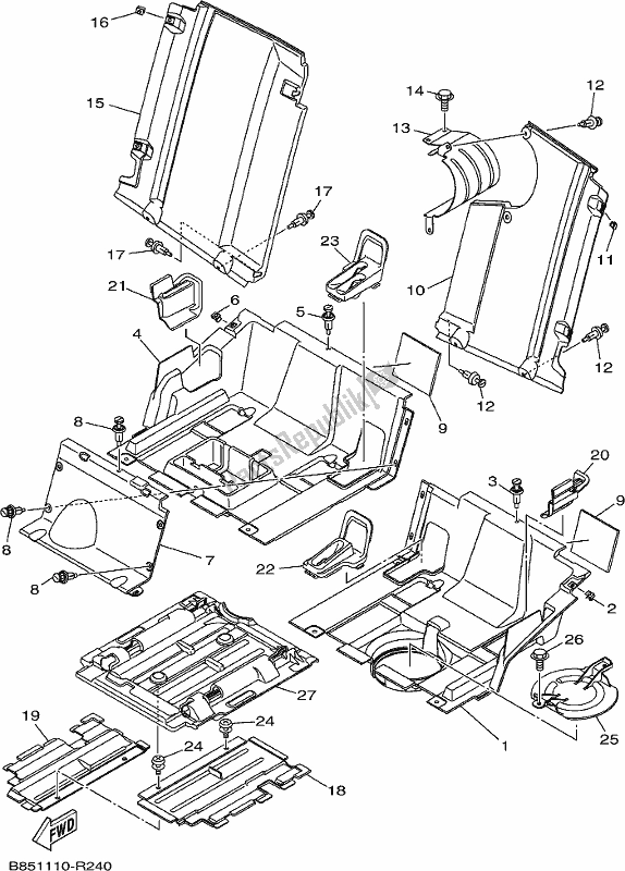 All parts for the Side Cover 3 of the Yamaha YXC 700C 2017