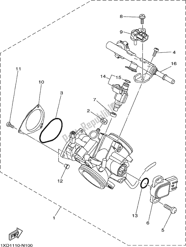 All parts for the Throttle Body Assy 1 of the Yamaha YXC 700C 2017