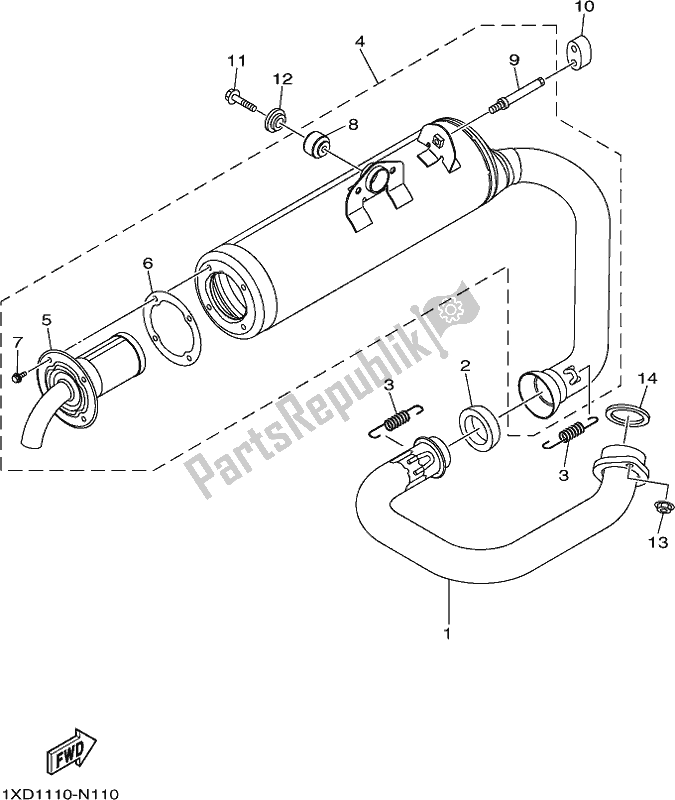 All parts for the Exhaust of the Yamaha YXC 700C Viking 6 Seater 2017