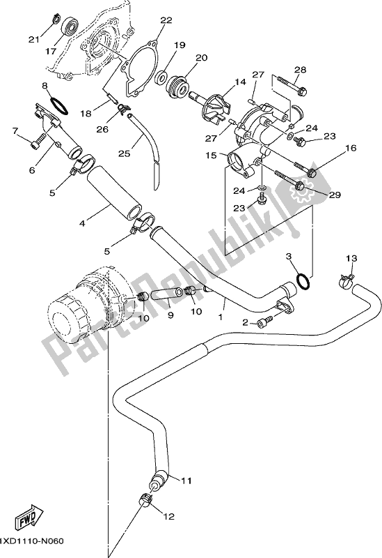 All parts for the Water Pump of the Yamaha YXC 700C Viking 6 Seater 2017