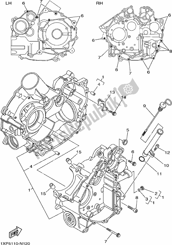 All parts for the Crankcase of the Yamaha YXC 700 PJ Blue Viking 6 Seater 2018