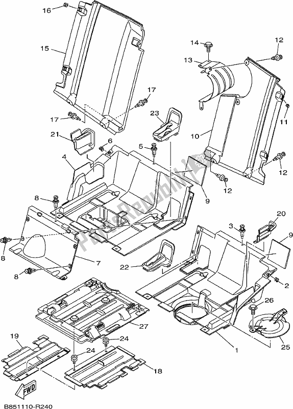 All parts for the Side Cover 3 of the Yamaha YXC 700 PJ Blue Viking 6 Seater 2018