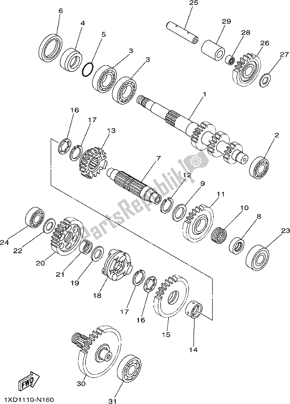 All parts for the Transmission of the Yamaha YXC 700 PJ Blue Viking 6 Seater 2018