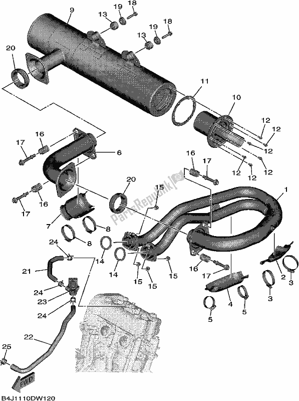 Tutte le parti per il Scarico del Yamaha YXE 1000 EW 2021