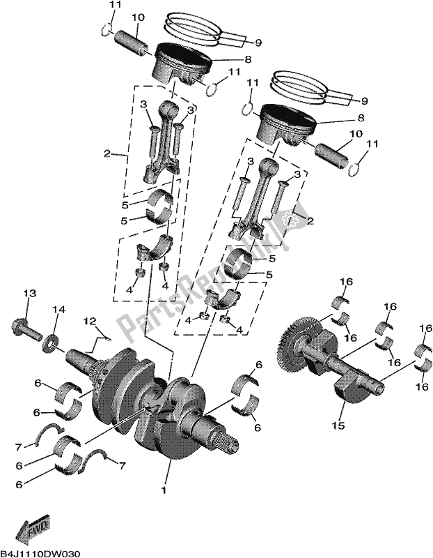 All parts for the Crankshaft & Piston of the Yamaha YXE 1000 EWS 2021