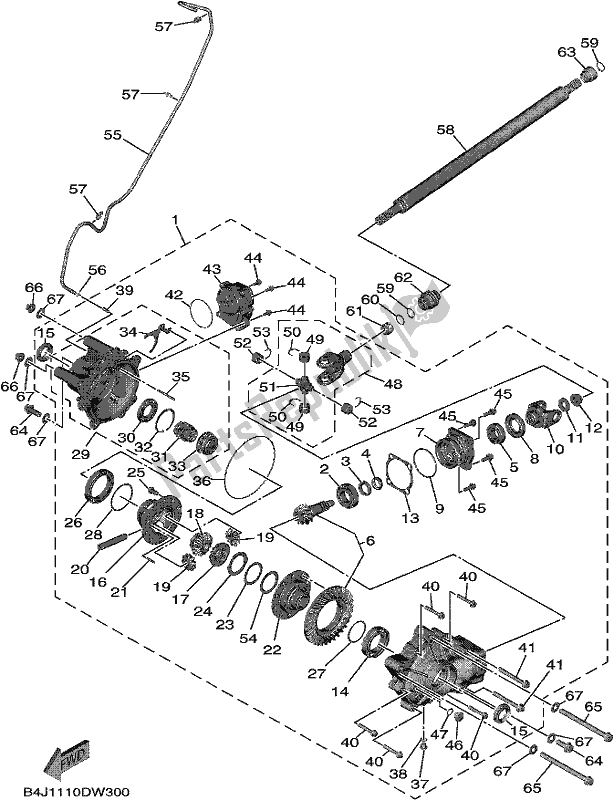 All parts for the Front Differential of the Yamaha YXE 1000 EWS 2021