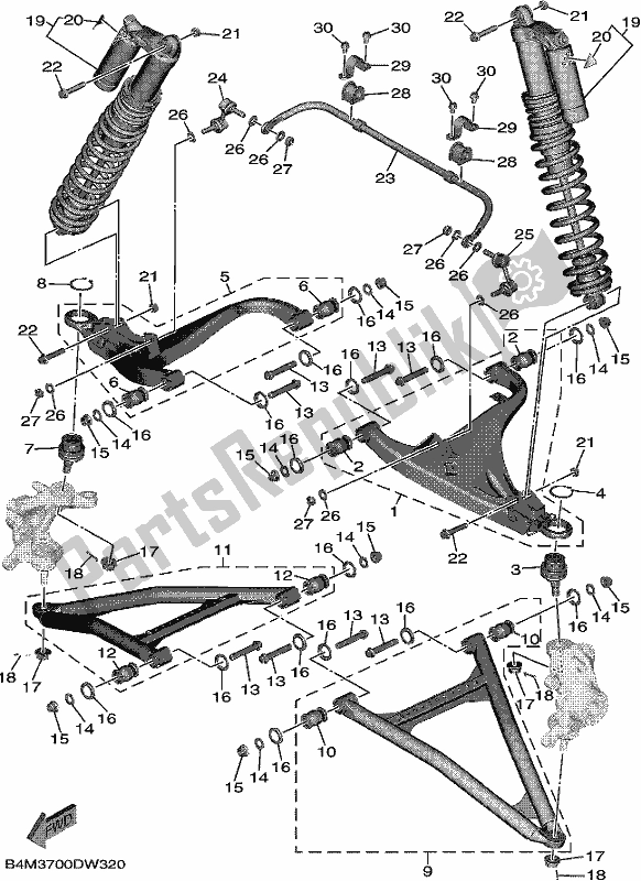 All parts for the Front Suspension & Wheel of the Yamaha YXE 1000 EWS 2021