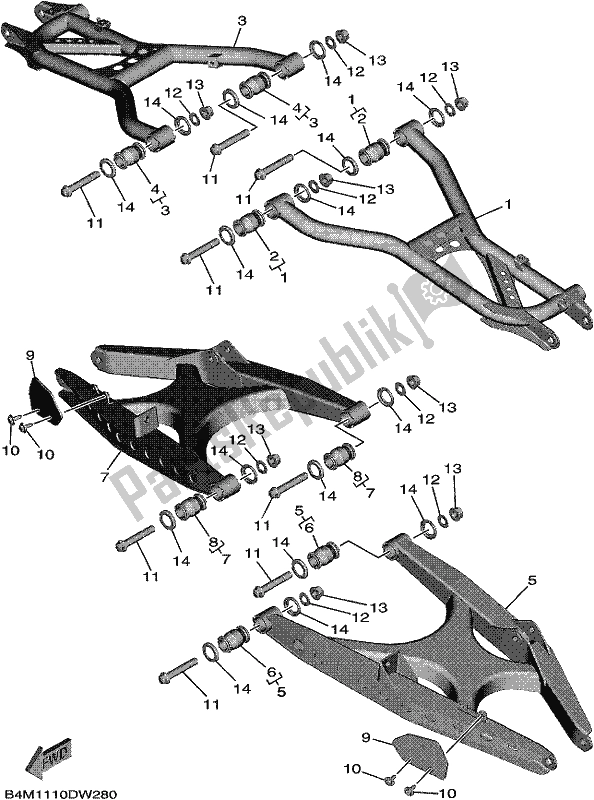 All parts for the Rear Arm of the Yamaha YXE 1000 EWS 2021