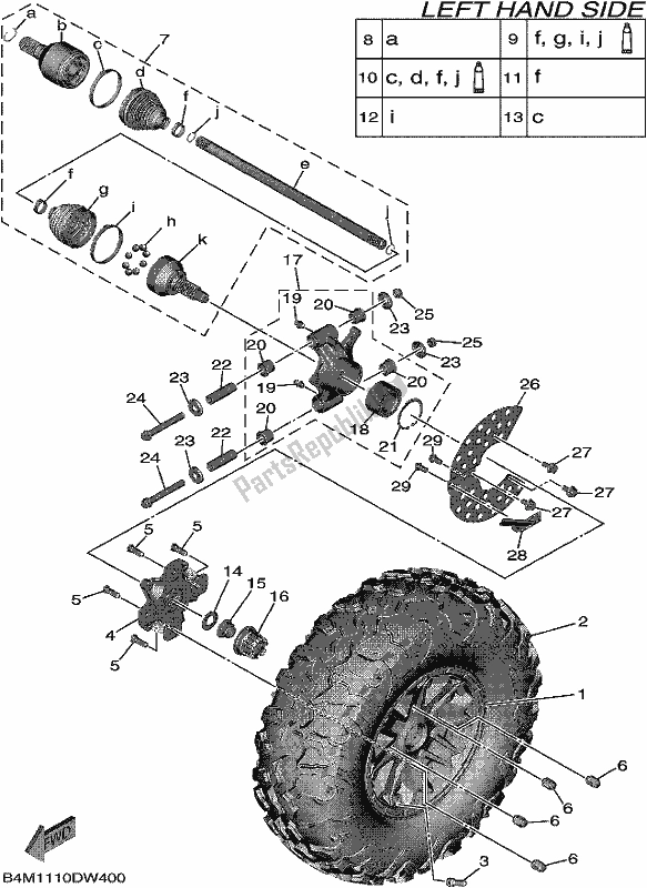 All parts for the Rear Wheel of the Yamaha YXE 1000 EWS 2021