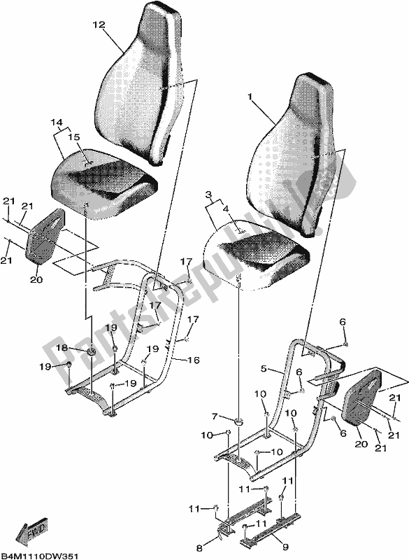 All parts for the Seat of the Yamaha YXE 1000 EWS 2021