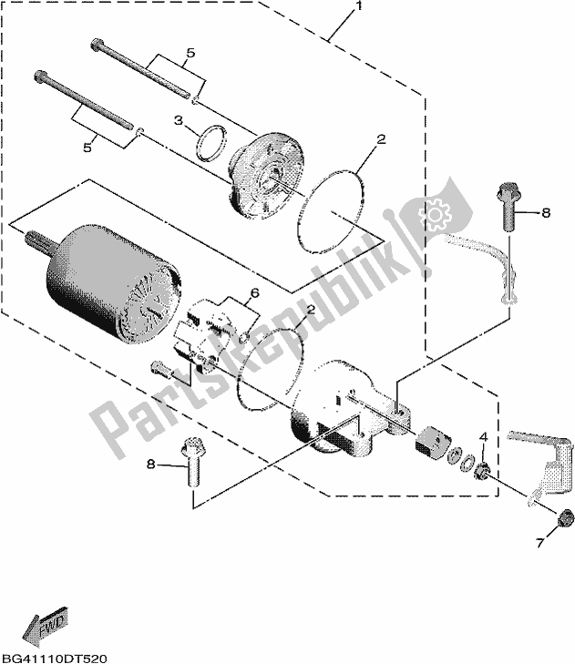 All parts for the Starting Motor of the Yamaha YXE 1000 EWS 2021