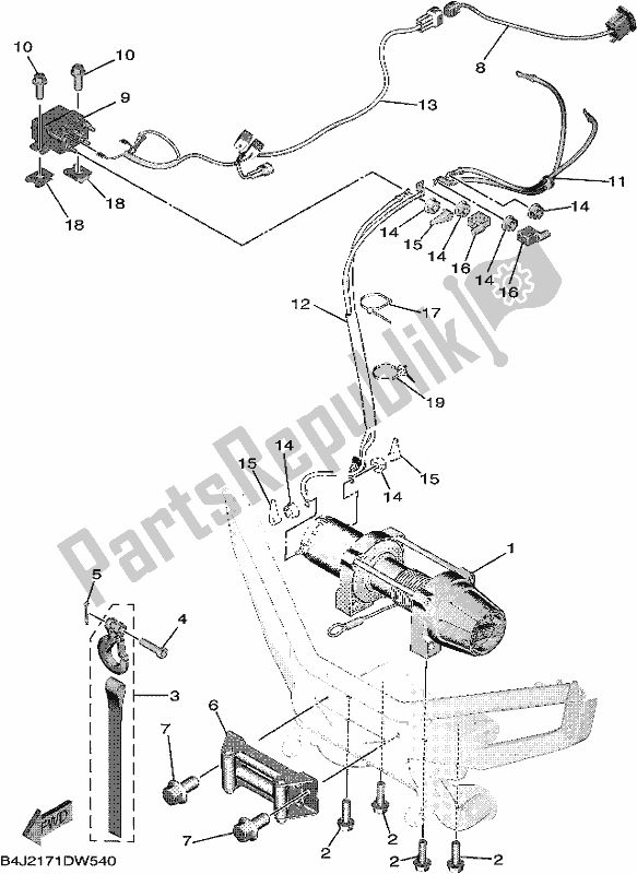 All parts for the Winch of the Yamaha YXE 1000 EWS 2021