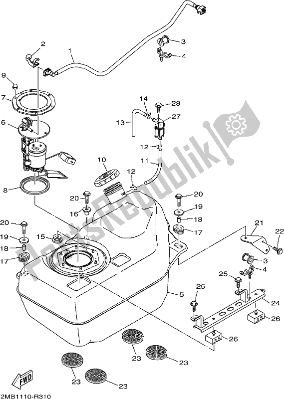 Todas las partes para Depósito De Combustible de Yamaha YXE 700 PB 2017