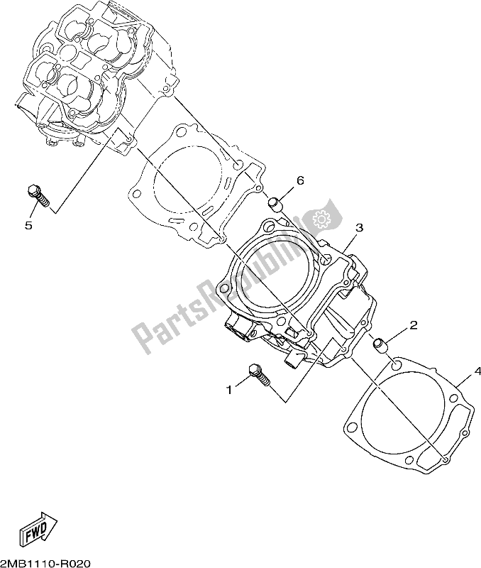 Alle onderdelen voor de Cilinder van de Yamaha YXE 700 PB Wolverine SXS 2 Seater 2017