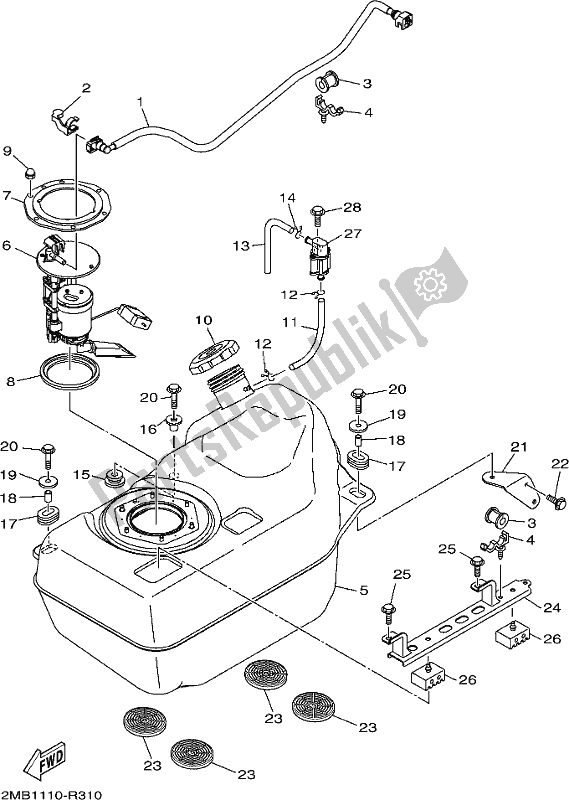 Wszystkie części do Zbiornik Paliwa Yamaha YXE 700 PB Wolverine SXS 2 Seater 2017