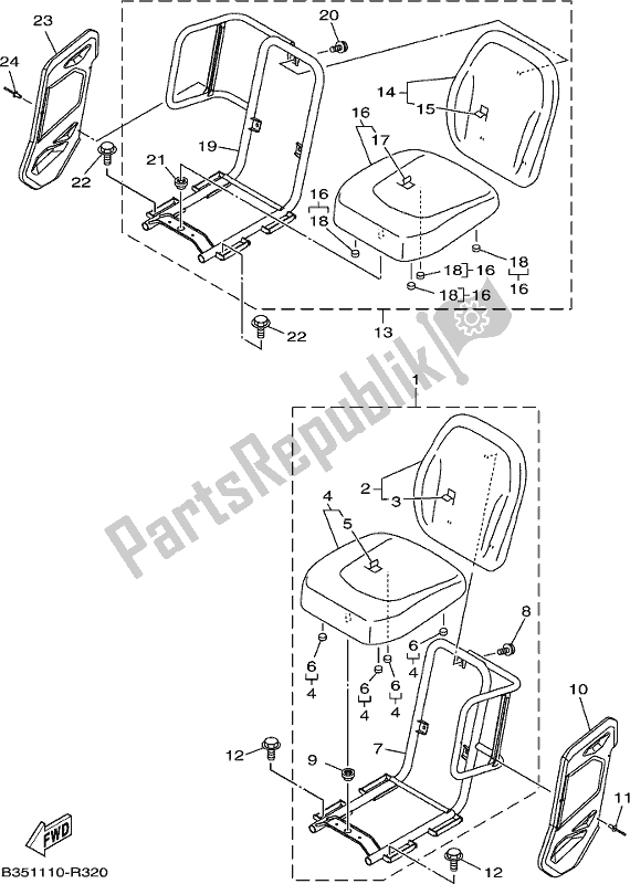 Wszystkie części do Siedzenie Yamaha YXE 700 PB Wolverine SXS 2 Seater 2017