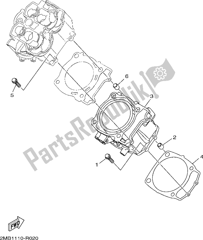 Alle onderdelen voor de Cilinder van de Yamaha YXE 700 PCH Camo 2017