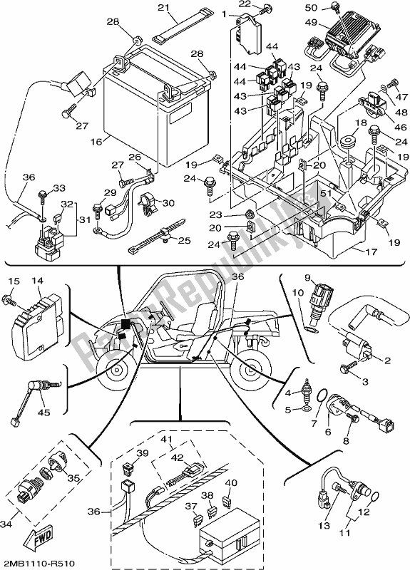 All parts for the Electrical 1 of the Yamaha YXE 700 PCH Camo 2017