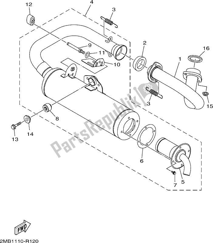 All parts for the Exhaust of the Yamaha YXE 700 PCH Camo 2017