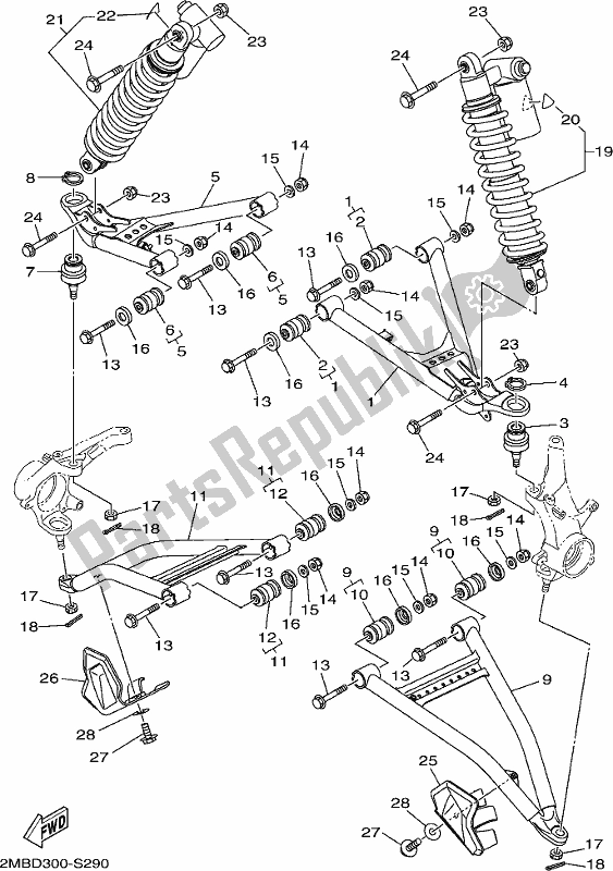 All parts for the Front Suspension & Wheel of the Yamaha YXE 700 PCH Camo 2017