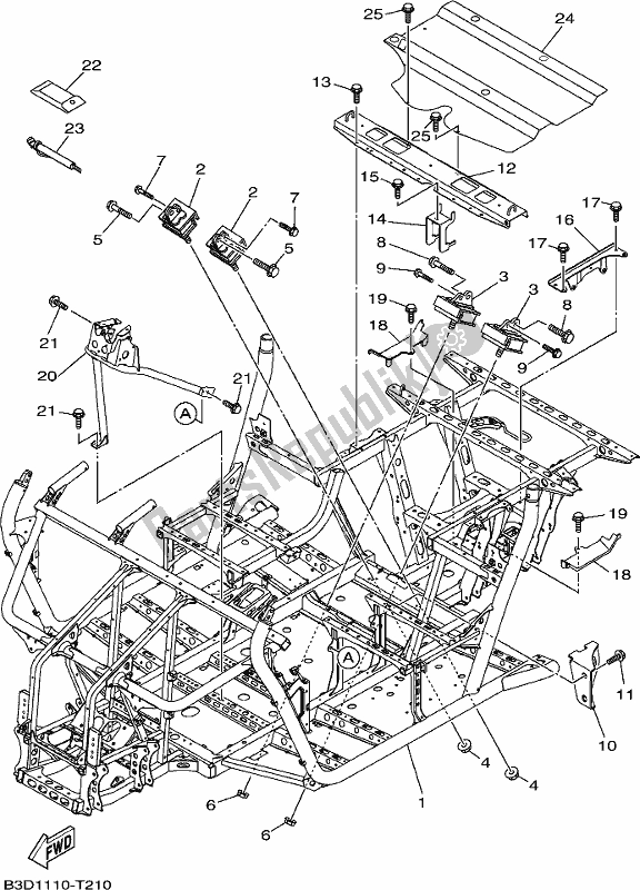 All parts for the Frame of the Yamaha YXE 700 PCJ Camo 2018