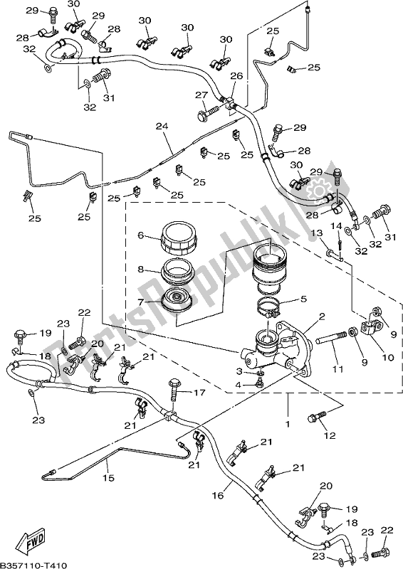 All parts for the Master Cylinder of the Yamaha YXE 700 PCJ Camo 2018