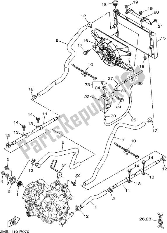 All parts for the Radiator & Hose of the Yamaha YXE 700 PCJ Camo 2018