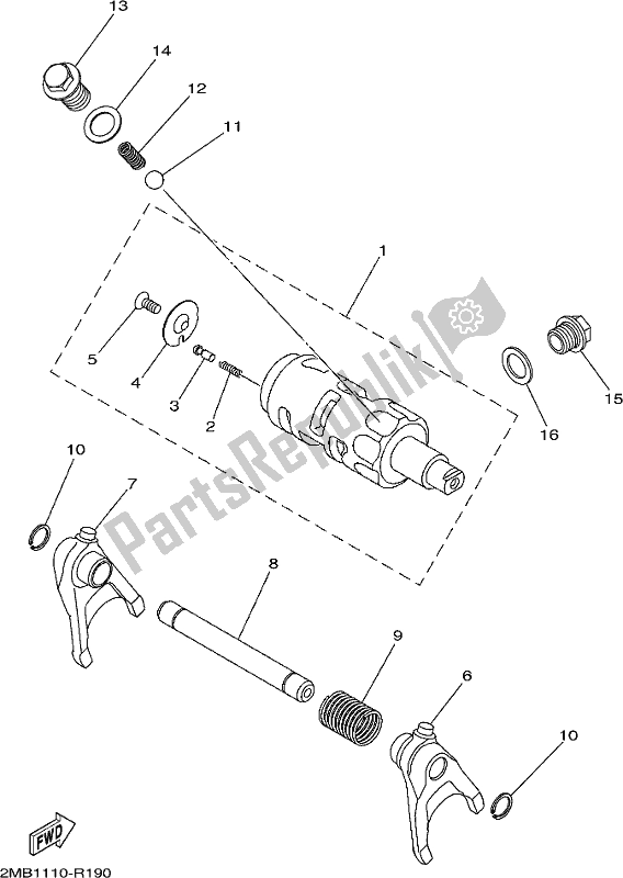 All parts for the Shift Cam & Fork of the Yamaha YXE 700 PCJ Camo 2018