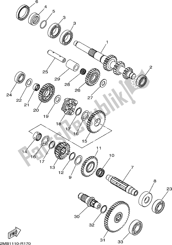 All parts for the Transmission of the Yamaha YXE 700 PCJ Camo 2018