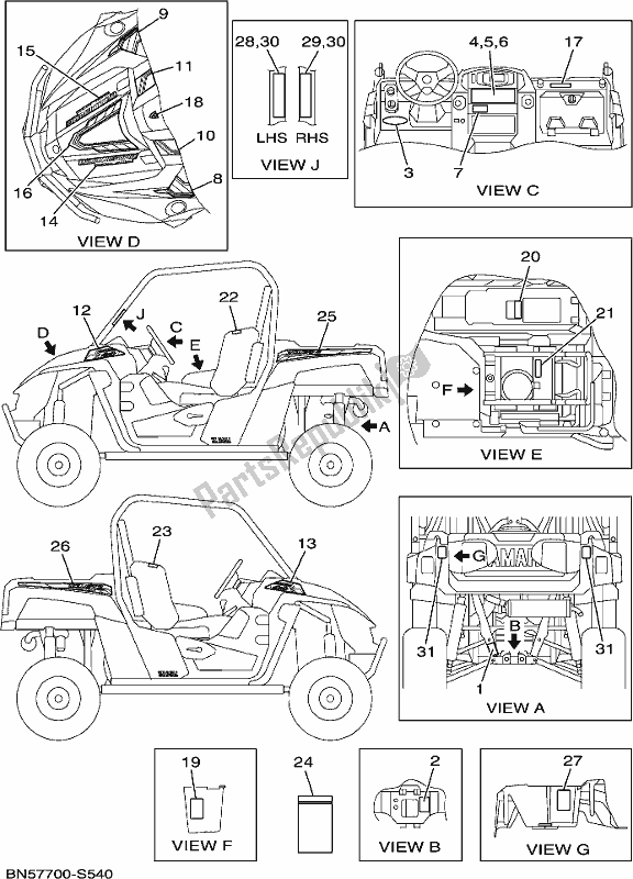 All parts for the Emblem & Label 1 of the Yamaha YXE 700 PSE 2017