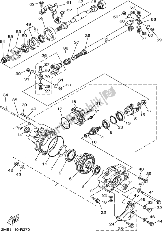 All parts for the Front Differential of the Yamaha YXE 700 PSE 2017