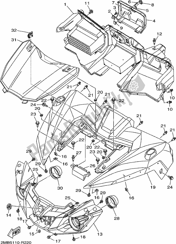 All parts for the Front Fender of the Yamaha YXE 700 PSE 2017